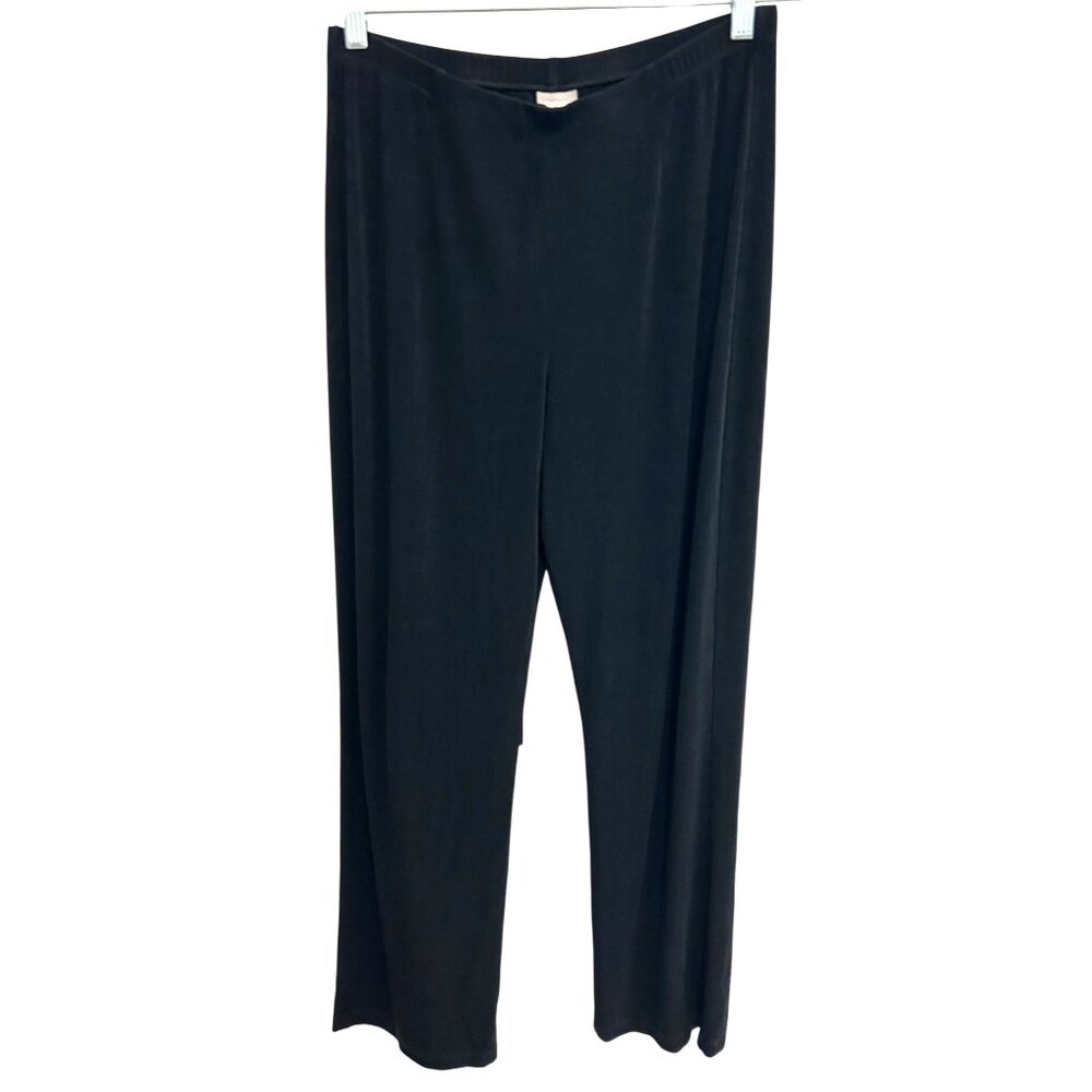 Chicos Travelers Black Wide Leg Pants Elastic Waist Comfortable Fit Sz L